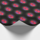 Weihnachtsbaum verziert rosa Lila auf Schwarzem Geschenkpapier (Ecke)