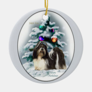 Weihnachtsbaum-Verzierungen Shih Tzu Keramikornament