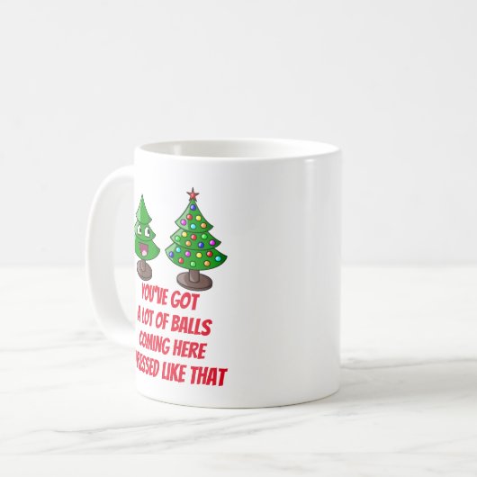 Weihnachtsbaum - Viele Bälle Kaffeetasse (Vorderseite Links)