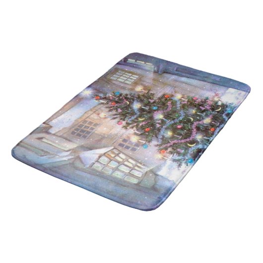 Weihnachtsbaum Vintag Badematte (Schrägansicht)