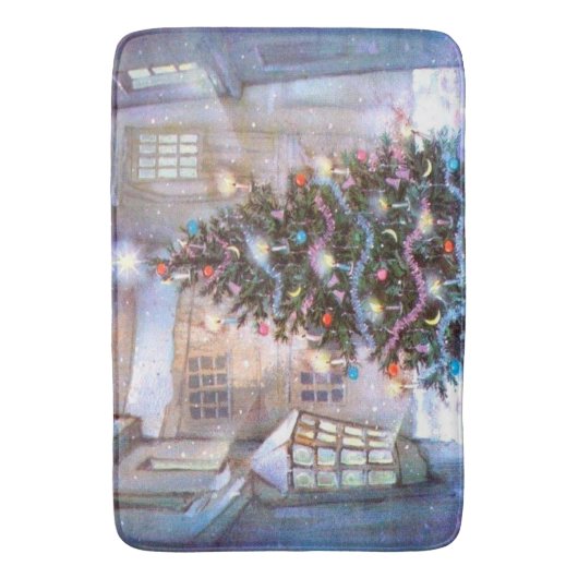 Weihnachtsbaum Vintag Badematte (Vorderseite Vertikal)