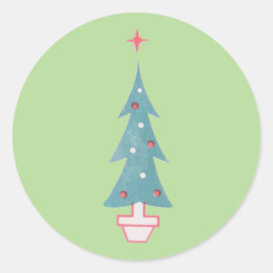 Weihnachtsbaum Vintag der 50er Jahre Runder Aufkleber
