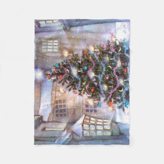 Weihnachtsbaum Vintag Fleecedecke (Vorderseite)