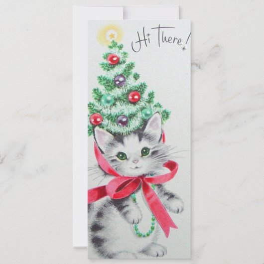 Weihnachtsbaum Vintag Kitten Feiertagskarte (Vorderseite)