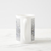 Weihnachtsbaum, Vintag, Merry Blue Silver Tree Porzellantasse (Rückseite)