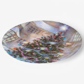 Weihnachtsbaum Vintag Pappteller (Schrägansicht)