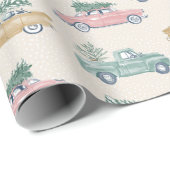 Weihnachtsbaum Vintag Pink Gold Retro LKW Auto Geschenkpapier (Rolleneckpunkt)