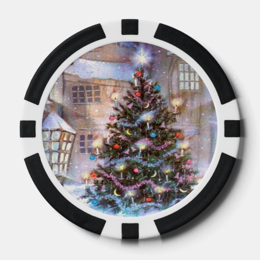 Weihnachtsbaum Vintag Pokerchips (Vorderseite)