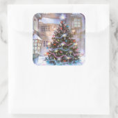 Weihnachtsbaum Vintag Quadratischer Aufkleber (Tasche)
