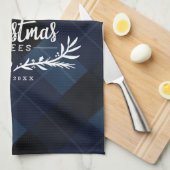 Weihnachtsbaum Vintag Truck Navy Kariert Geschirrtuch (Viertel Falte)