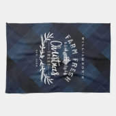 Weihnachtsbaum Vintag Truck Navy Kariert Geschirrtuch (Horizontal)