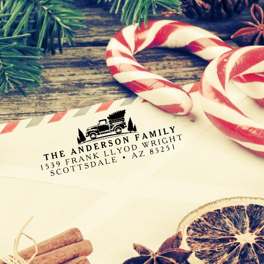 Weihnachtsbaum Vintag Truck Rücksendeadresse Brief Permastempel