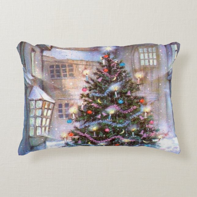 Weihnachtsbaum Vintag Zierkissen (Vorderseite)