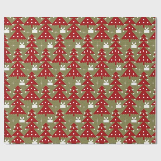 Weihnachtsbaum Vintage Geschenkpapier (Flach)