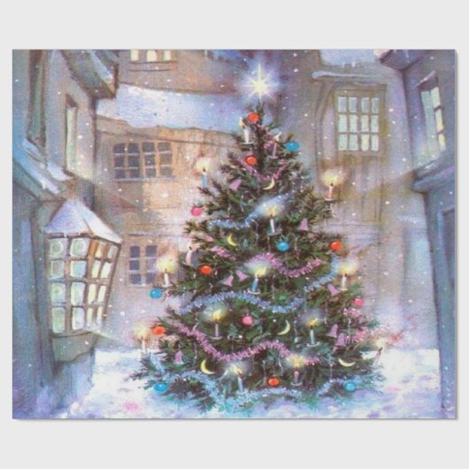 Weihnachtsbaum Vintage Geschenkpapier (Flach)