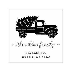 Weihnachtsbaum Vintage LKW Rücksendeadresse Permastempel