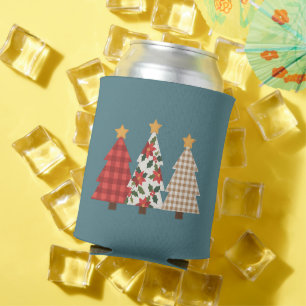 Weihnachtsbaum Vintage Patchwork Rot Kariert Feier Dosenkühler