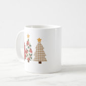 Weihnachtsbaum Vintage Patchwork Rot Kariert Feier Kaffeetasse (Vorderseite Links)