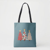 Weihnachtsbaum Vintage Patchwork Rot Kariert Feier Tasche (Vorderseite)