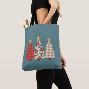 Weihnachtsbaum Vintage Patchwork Rot kariert Feier Tasche