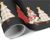 Weihnachtsbaum Vintage Patchwork Süße Feiertage Geschenkpapier (Rolleneckpunkt)