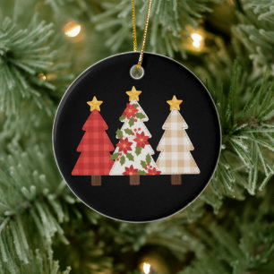Weihnachtsbaum Vintage Patchwork Süße Feiertage  Keramik Ornament