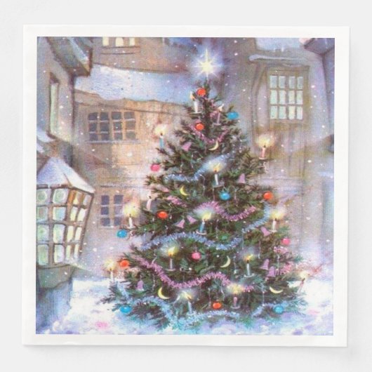 Weihnachtsbaum Vintage Serviette (Vorderseite)