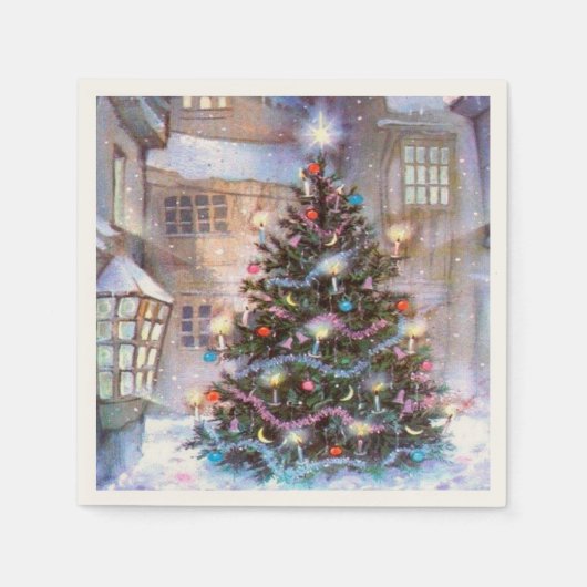 Weihnachtsbaum Vintage Serviette (Vorderseite)