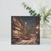 Weihnachtsbaum Vintage Weihnachtskarte Feiertagskarte (Stehend Vorderseite)