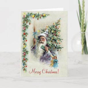 Weihnachtsbaum Vintage-Weihnachtskarte von Santa Feiertagskarte