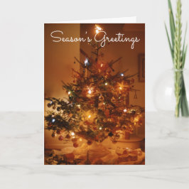 Weihnachtsbaum-Vintager Feiertags-Zug u. Stadt Feiertagskarte