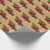 Weihnachtsbaum-Vintager roter LKW-rustikale Geschenkpapier (Ecke)