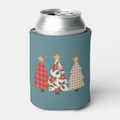 Weihnachtsbaum Vintages Patchwork Roter Karierter  Dosenkühler (Kanne Vorderseite)
