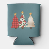 Weihnachtsbaum Vintages Patchwork Roter Karierter  Dosenkühler (Vorderseite)