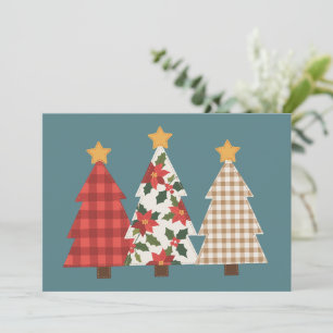 Weihnachtsbaum Vintages Patchwork Roter Karierter  Feiertagskarte