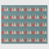 Weihnachtsbaum Vintages Patchwork Roter Karierter  Geschenkpapier (Flach)