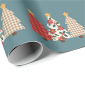 Weihnachtsbaum Vintages Patchwork Roter Karierter  Geschenkpapier (Rolleneckpunkt)