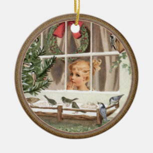 Weihnachtsbaum Vögel Natur Vogelbeobachter Vintage Keramik Ornament