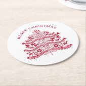 Weihnachtsbaum vom Roten Skandinavien Runder Pappuntersetzer (Angewinkelt)