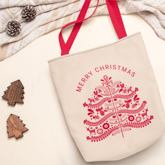 Weihnachtsbaum vom Roten Skandinavien Tragetasche