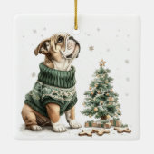 Weihnachtsbaum von Bulldog Keramikornament (Rückseite)
