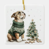 Weihnachtsbaum von Bulldog Keramikornament (Vorderseite)
