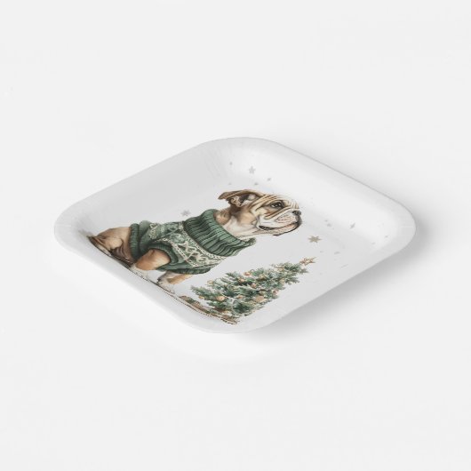 Weihnachtsbaum von Bulldog Pappteller (Gewinkelt)