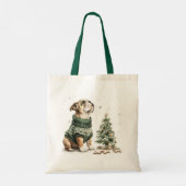Weihnachtsbaum von Bulldog Tragetasche (Rückseite)