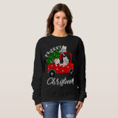 Weihnachtsbaum von Cats auf Red Truck Cat Weihnach Sweatshirt (Vorne ganz)