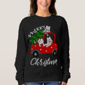 Weihnachtsbaum von Cats auf Red Truck Cat Weihnach Sweatshirt (Vorderseite)