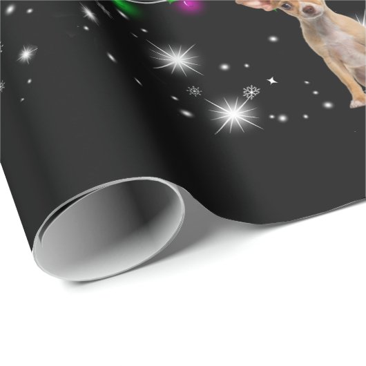 Weihnachtsbaum von Chihuahua, gedeckt durch Blitzl Geschenkpapier (Rolleneckpunkt)