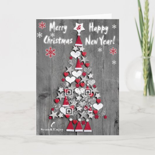 Weihnachtsbaum von Dekorationen QR-Code Karte (Vorderseite)