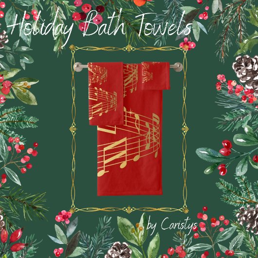 Weihnachtsbaum von Gold Musical Notes Handtuch Badhandtuch Set