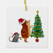 Weihnachtsbaum von Igel und Maus Keramikornament (Vorderseite)